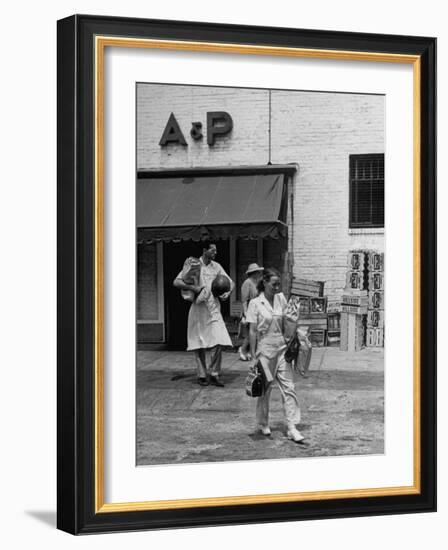 Shoppers Leaving A&P Grocery Store-Alfred Eisenstaedt-Framed Photographic Print