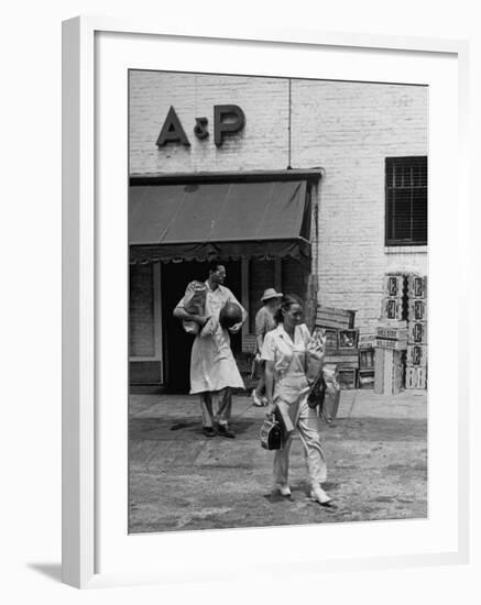 Shoppers Leaving A&P Grocery Store-Alfred Eisenstaedt-Framed Photographic Print