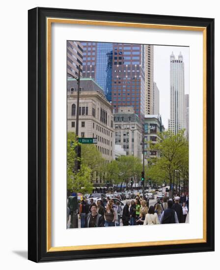 Shoppers on the Magnificent Mile, North Michigan Avenue, Chicago, Illinois, USA-Amanda Hall-Framed Photographic Print