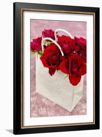 Shopping Bag with Red Roses-Cora Niele-Framed Giclee Print