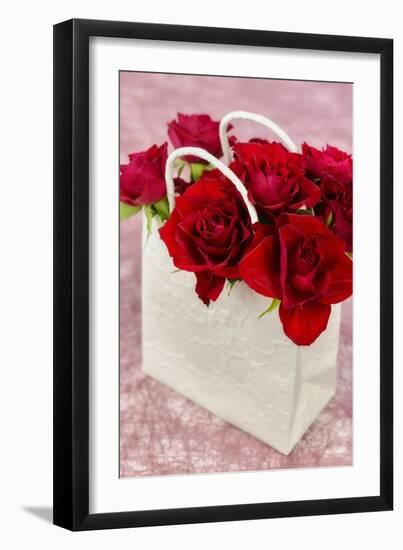 Shopping Bag with Red Roses-Cora Niele-Framed Giclee Print