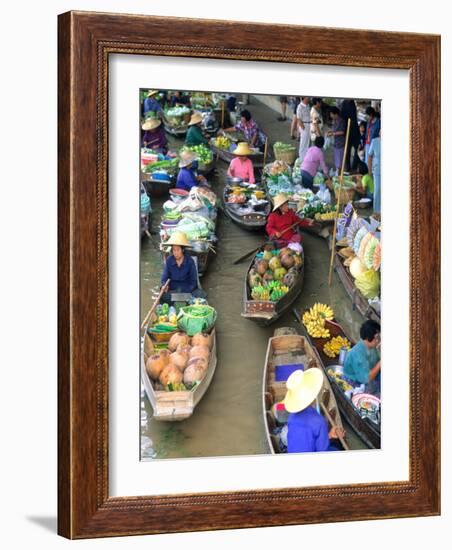 Shopping Boats at the Floating Market, Damnern Saduak, Bangkok, Thailand-Bill Bachmann-Framed Photographic Print