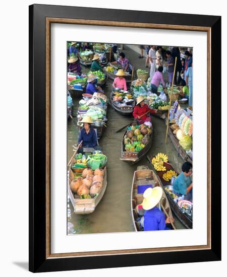 Shopping Boats at the Floating Market, Damnern Saduak, Bangkok, Thailand-Bill Bachmann-Framed Photographic Print