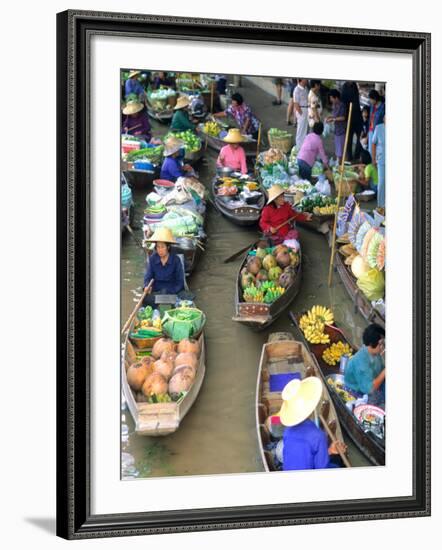 Shopping Boats at the Floating Market, Damnern Saduak, Bangkok, Thailand-Bill Bachmann-Framed Photographic Print