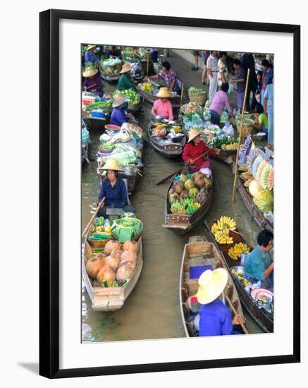 Shopping Boats at the Floating Market, Damnern Saduak, Bangkok, Thailand-Bill Bachmann-Framed Photographic Print