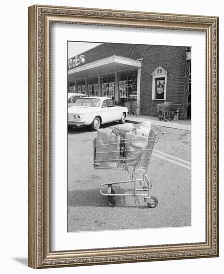 Shopping Cart in Grocery Parking Lot-Philip Gendreau-Framed Photographic Print