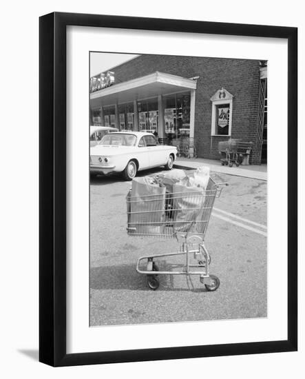 Shopping Cart in Grocery Parking Lot-Philip Gendreau-Framed Photographic Print