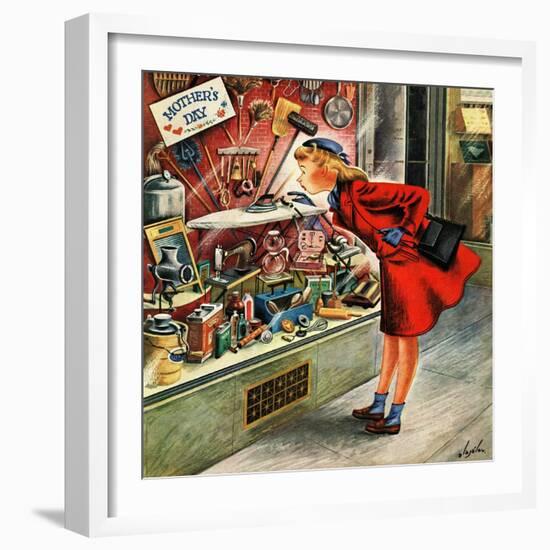 "Shopping for Mother's Day," May 10, 1947-Constantin Alajalov-Framed Giclee Print