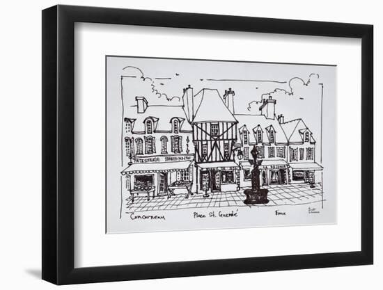 Shopping street along Place Saint-Guenole, Concarneau, Brittany, France-Richard Lawrence-Framed Photographic Print