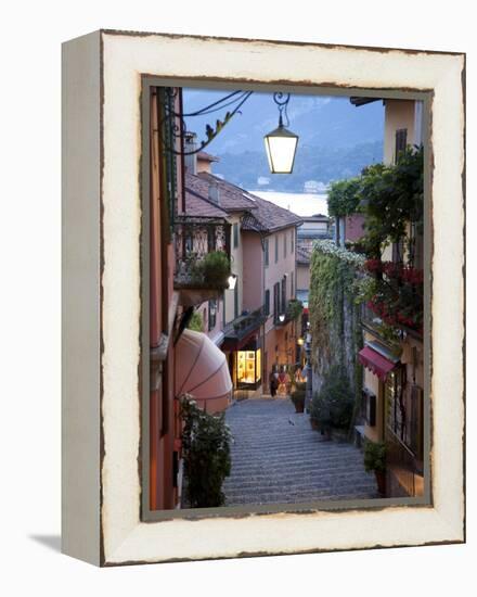 Shopping Street at Dusk, Bellagio, Lake Como, Lombardy, Italy, Europe-Frank Fell-Framed Premier Image Canvas