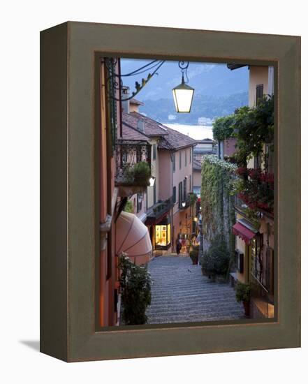 Shopping Street at Dusk, Bellagio, Lake Como, Lombardy, Italy, Europe-Frank Fell-Framed Premier Image Canvas