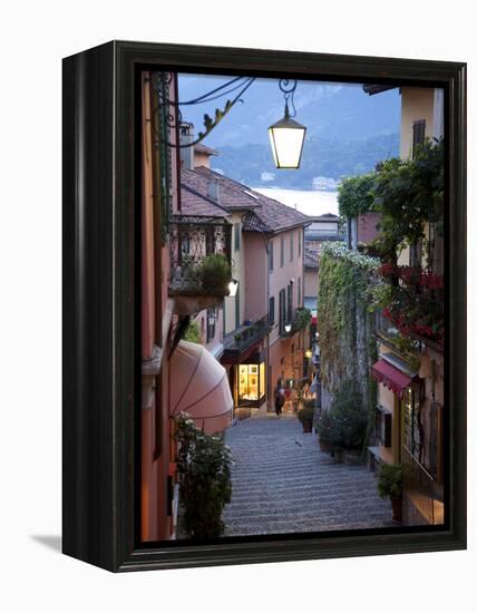 Shopping Street at Dusk, Bellagio, Lake Como, Lombardy, Italy, Europe-Frank Fell-Framed Premier Image Canvas