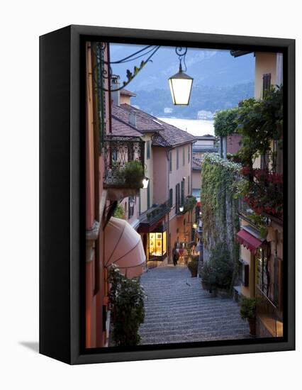 Shopping Street at Dusk, Bellagio, Lake Como, Lombardy, Italy, Europe-Frank Fell-Framed Premier Image Canvas