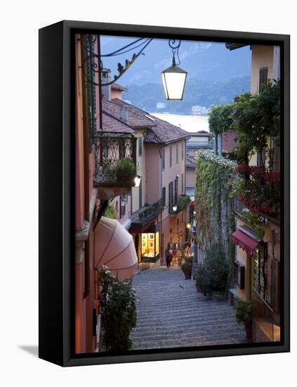 Shopping Street at Dusk, Bellagio, Lake Como, Lombardy, Italy, Europe-Frank Fell-Framed Premier Image Canvas