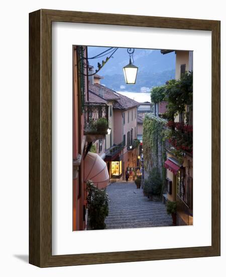 Shopping Street at Dusk, Bellagio, Lake Como, Lombardy, Italy, Europe-Frank Fell-Framed Premium Photographic Print