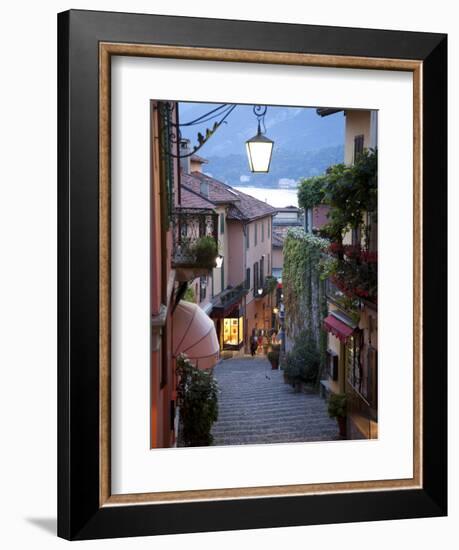 Shopping Street at Dusk, Bellagio, Lake Como, Lombardy, Italy, Europe-Frank Fell-Framed Premium Photographic Print