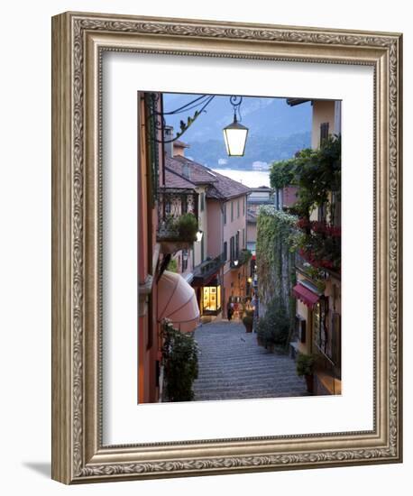 Shopping Street at Dusk, Bellagio, Lake Como, Lombardy, Italy, Europe-Frank Fell-Framed Photographic Print