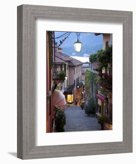 Shopping Street at Dusk, Bellagio, Lake Como, Lombardy, Italy, Europe-Frank Fell-Framed Photographic Print