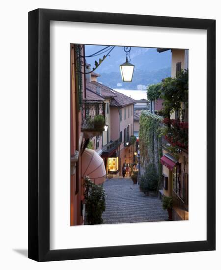 Shopping Street at Dusk, Bellagio, Lake Como, Lombardy, Italy, Europe-Frank Fell-Framed Photographic Print