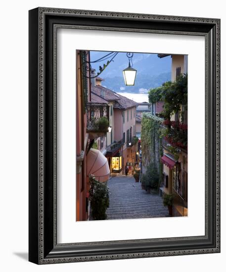 Shopping Street at Dusk, Bellagio, Lake Como, Lombardy, Italy, Europe-Frank Fell-Framed Photographic Print