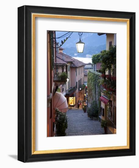 Shopping Street at Dusk, Bellagio, Lake Como, Lombardy, Italy, Europe-Frank Fell-Framed Photographic Print