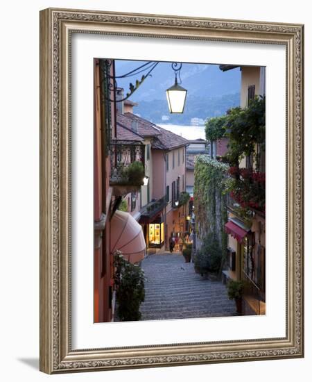 Shopping Street at Dusk, Bellagio, Lake Como, Lombardy, Italy, Europe-Frank Fell-Framed Photographic Print