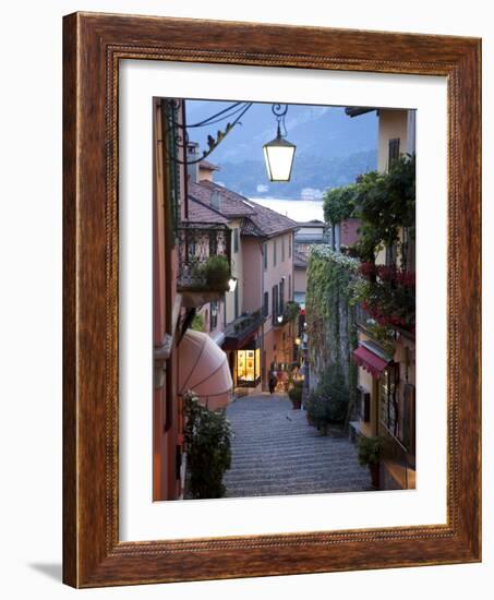 Shopping Street at Dusk, Bellagio, Lake Como, Lombardy, Italy, Europe-Frank Fell-Framed Photographic Print