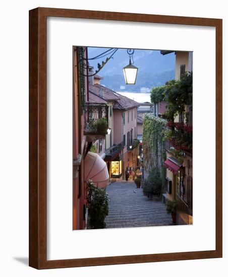 Shopping Street at Dusk, Bellagio, Lake Como, Lombardy, Italy, Europe-Frank Fell-Framed Photographic Print