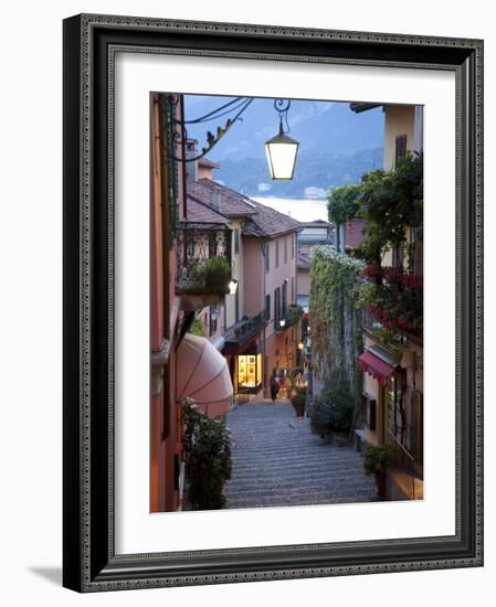 Shopping Street at Dusk, Bellagio, Lake Como, Lombardy, Italy, Europe-Frank Fell-Framed Photographic Print