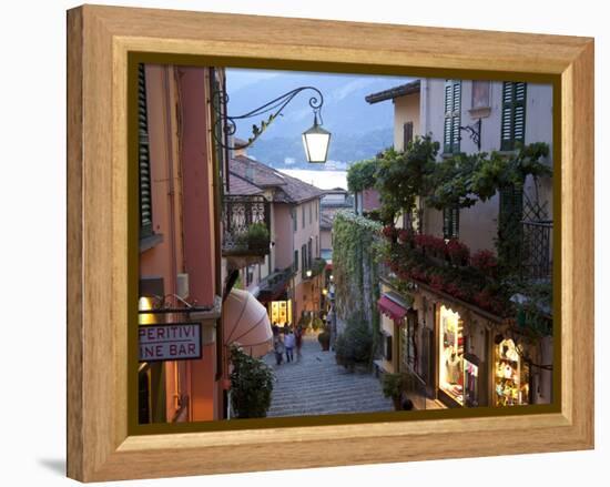 Shopping Street at Dusk, Bellagio, Lake Como, Lombardy, Italy, Europe-Frank Fell-Framed Premier Image Canvas