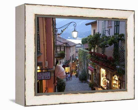 Shopping Street at Dusk, Bellagio, Lake Como, Lombardy, Italy, Europe-Frank Fell-Framed Premier Image Canvas