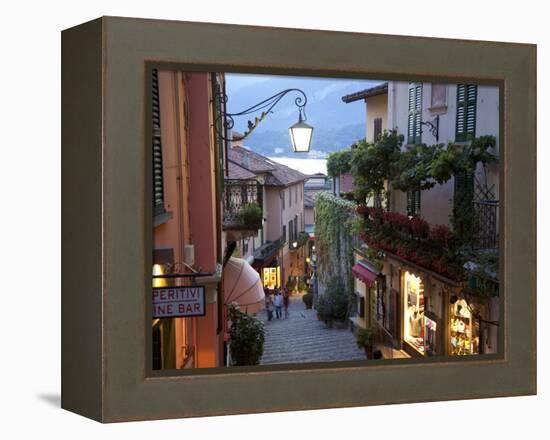 Shopping Street at Dusk, Bellagio, Lake Como, Lombardy, Italy, Europe-Frank Fell-Framed Premier Image Canvas