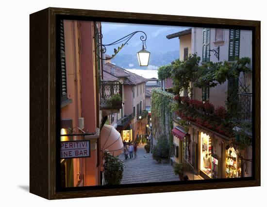 Shopping Street at Dusk, Bellagio, Lake Como, Lombardy, Italy, Europe-Frank Fell-Framed Premier Image Canvas