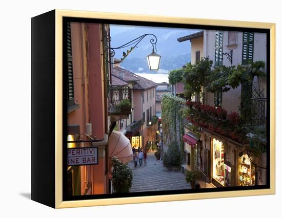 Shopping Street at Dusk, Bellagio, Lake Como, Lombardy, Italy, Europe-Frank Fell-Framed Premier Image Canvas