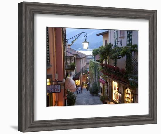 Shopping Street at Dusk, Bellagio, Lake Como, Lombardy, Italy, Europe-Frank Fell-Framed Photographic Print