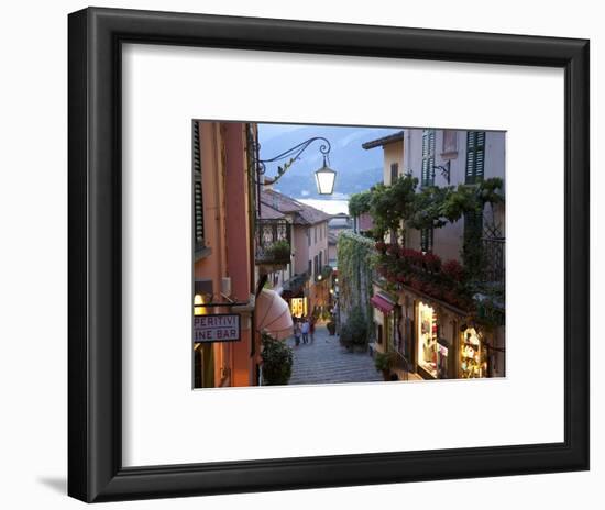 Shopping Street at Dusk, Bellagio, Lake Como, Lombardy, Italy, Europe-Frank Fell-Framed Photographic Print