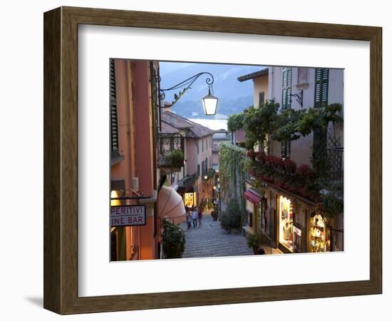 Shopping Street at Dusk, Bellagio, Lake Como, Lombardy, Italy, Europe-Frank Fell-Framed Photographic Print