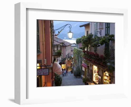 Shopping Street at Dusk, Bellagio, Lake Como, Lombardy, Italy, Europe-Frank Fell-Framed Photographic Print