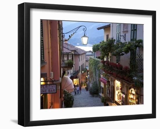 Shopping Street at Dusk, Bellagio, Lake Como, Lombardy, Italy, Europe-Frank Fell-Framed Photographic Print