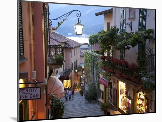 Shopping Street at Dusk, Bellagio, Lake Como, Lombardy, Italy, Europe-Frank Fell-Mounted Photographic Print
