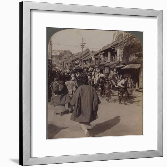 'Shops and crowds on Batsumati Street, in the native quarter, Yokohama, Japan', 1904-Unknown-Framed Photographic Print