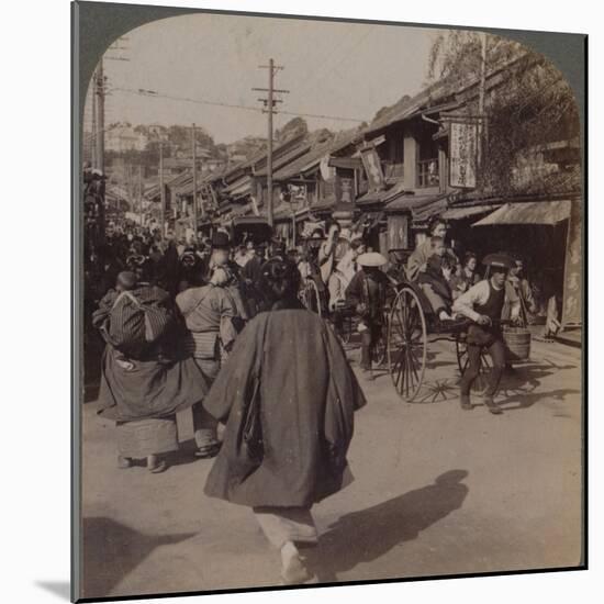 'Shops and crowds on Batsumati Street, in the native quarter, Yokohama, Japan', 1904-Unknown-Mounted Photographic Print