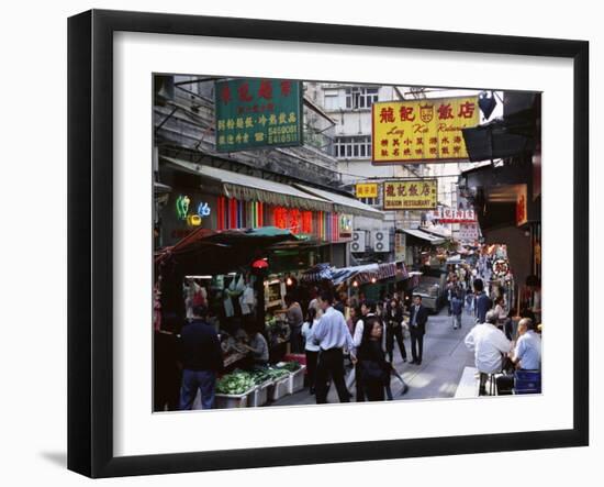Shops and Market Stalls on Gage Street, Mid Levels, Hong Kong Island, Hong Kong, China, Asia-Amanda Hall-Framed Photographic Print
