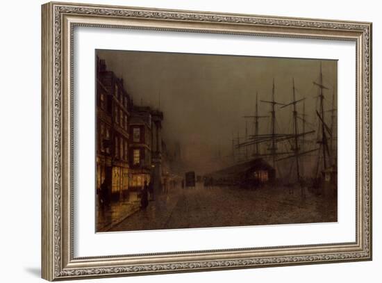 Shops and Ships, Clydeside, Glasgow-John Atkinson Grimshaw-Framed Giclee Print