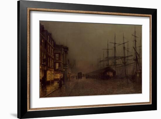 Shops and Ships, Clydeside, Glasgow-John Atkinson Grimshaw-Framed Giclee Print