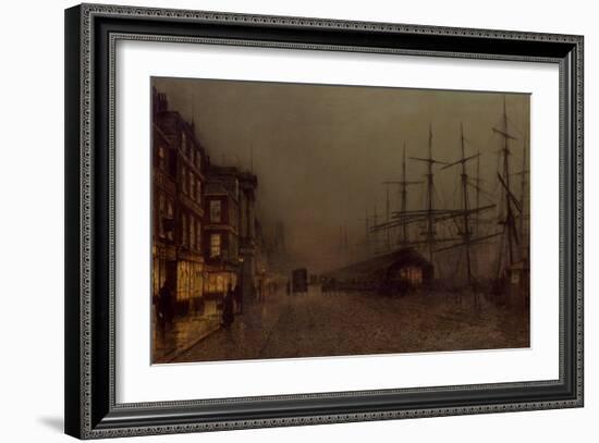 Shops and Ships, Clydeside, Glasgow-John Atkinson Grimshaw-Framed Giclee Print