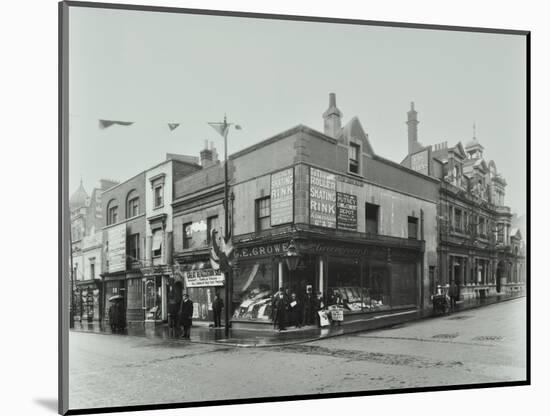 Shops and Sign to Putney Roller Skating Rink, Putney Bridge Road, London, 1911-null-Mounted Photographic Print