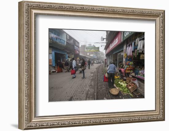 Shops Display Products Arriving Thanks to the Indian Railways, Darjeeling, India-Roberto Moiola-Framed Photographic Print