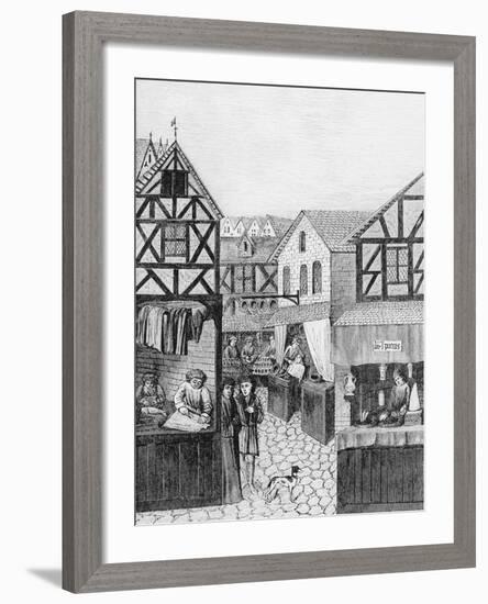 Shops in an Apothecary's Street: Barber-null-Framed Giclee Print