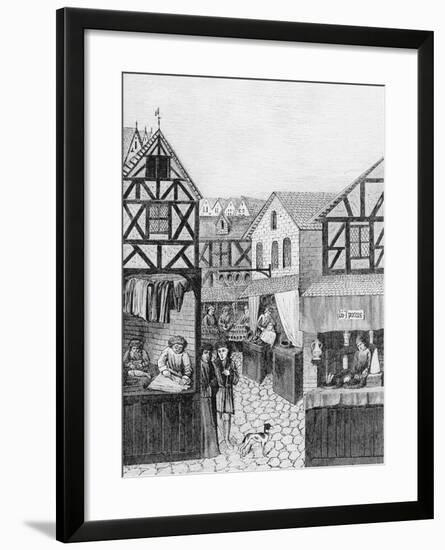 Shops in an Apothecary's Street: Barber-null-Framed Giclee Print